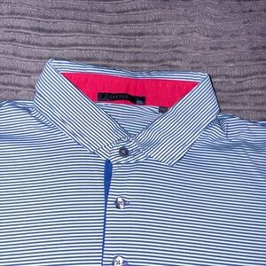 Greyson Men's Blue and White Striped Shirt